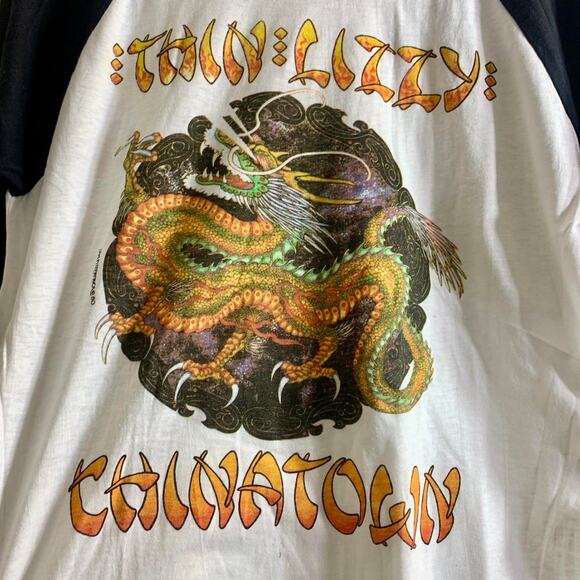 1980 THIN LIZZY CHINATOWN single stitch raglan baseball jersey tee shirt LARGE